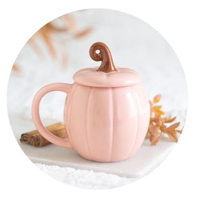 Pink Curly Pumpkin Lidded Mug