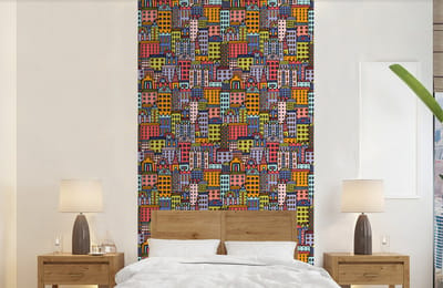 Behang - Fotobehang Huis - Regenboog - Patroon - Breedte 120 cm x hoogte 240 cm