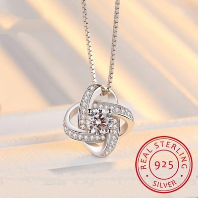 Nieuwe Aankomsten 925 Sterling Zilver Kristal Klaver Kettingen Hanger Uitverkoop Puur Zilveren Sieraden Voor Vrouwen beige