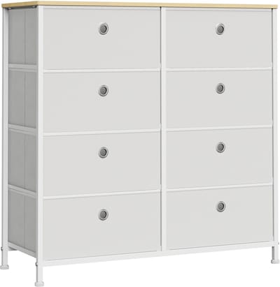 MAZAZU - Commode - Opbergkast - 8 stoffen laden - Creme wit - 80x30x81.5
