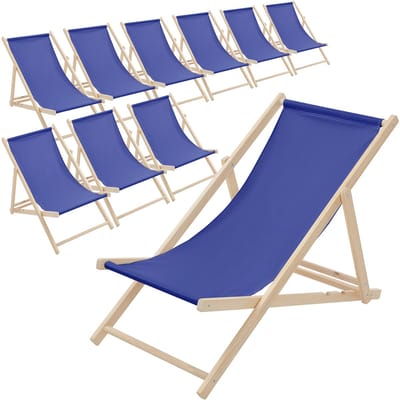 Set van 10 opvouwbare ligstoel donkerblauw hout verstelbare rugleuning tot 120 kg ligstoel tuinligstoel strandligstoel
