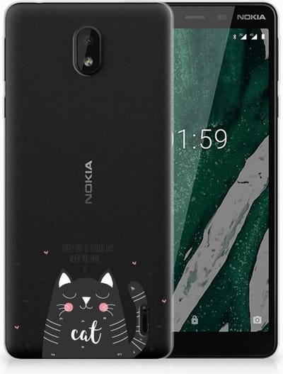 Nokia 1 Plus Telefoonhoesje met Naam Cat Good Day