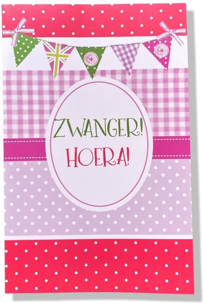 Zwanger! - Luxe In Verwachting wenskaart - 12x17cm - Gevouwen wenskaart met envelop