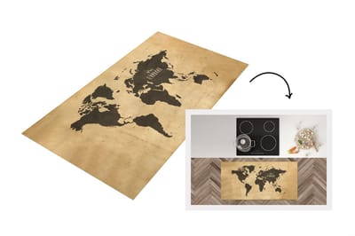 Keukenloper - Loper keuken - Wereldkaart - Vintage - Papyrus - 120x60 cm - Keukenloper vinyl