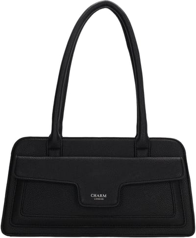 Charm London Monaco Shopper - Schoudertas - Crossbody - Dames - Verstelbare en Afneembare Schouderband - Overslag met Drukker - Ritsvakken - Stijlvol en Praktisch - Zwart