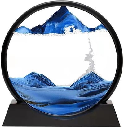 Zandafbeeldingen om te draaien, 3D, zandloper, decoratie, 3D, diepzee-zandlandschap, esthetisch voor kantoor, woonkamer, bureau, volwassenen, kinderen (goud, 30,5 cm)