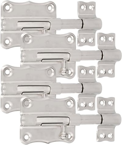 AMIG Schuifslot - 4x - staal - 7 x 5.6 cm - vernikkeld - zilver - deur - poort - plaatgrendel