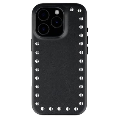 Selencia Hoesje - Geschikt voor Apple iPhone 16 Pro - Studs Backcover geschikt voor MagSafe - Velvet Black