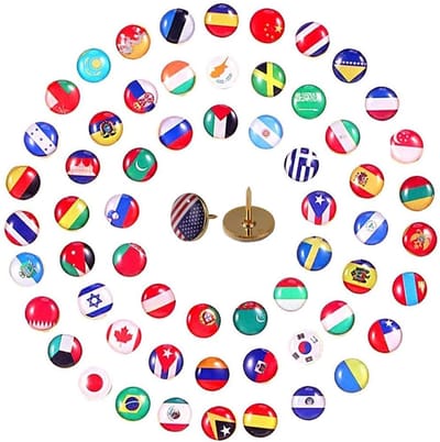 Dailygoods- Duim Tacks 100 Stuks - Creatieve Push Pins - Nationale Vlaggen - Kantoor/Prikbord - Multifunctioneel - Uniek Ontwerp - Pushpins