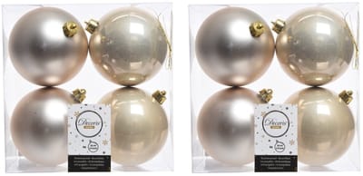 Decoris Kerstballen - 24x st - licht parel/champagne - 10 cm - kunststof - kerstversiering