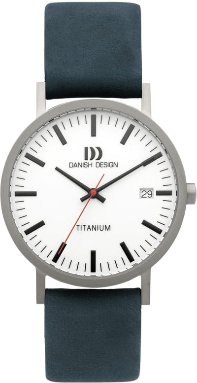 Danish Design Rhine - Horloge Heren - Zilver/Blauw- Luxe - Analoog - Rond - Leer - 39 mm - Quartz