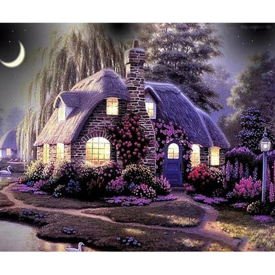 5D DIY Diamond Painting Paars huis Borduren Kruissteek Strass Mozaïek Home Decor 20X30CM gray