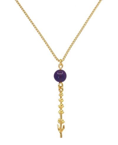 ARLIZI 2405 Ketting amethist kraal lavendel hanger - verguld - 46 cm