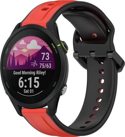 Siliconen bandje - geschikt voor Garmin Vivoactive 4 / Venu 3 / Venu 2 / Forerunner 255 / Forerunner 265 / 570 (47mm) - rood-zwart