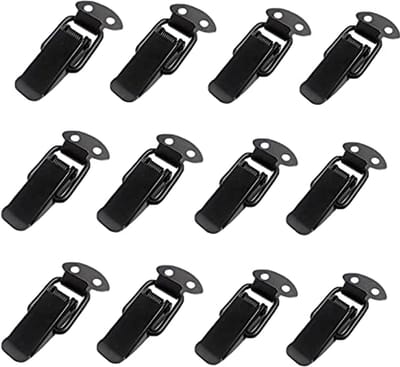 12 Stuks Spring Loaded Latch - Roestvrijstalen Hasp voor Kasten en Gereedschapskisten - Zwart