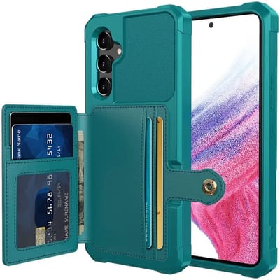 Portemonnee Hoesje Geschikt voor Samsung Galaxy A54 - Back Cover met Pasjeshouder - Telefoonhoesje voor Pinpas - Kaarthouder op Achterkant - Case met Magneet voor Auto Houder Groen