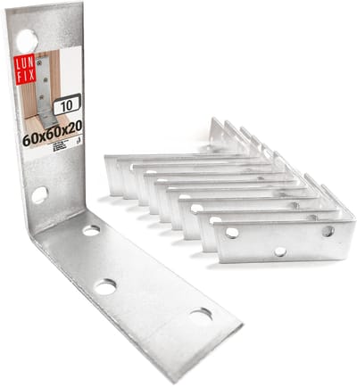LUN FIX - Stoelhoekconstructiehoek - 10 stuks - Smalle hoekverbinder - 90 graden - Houtverbinder 60x60x20x2 mm