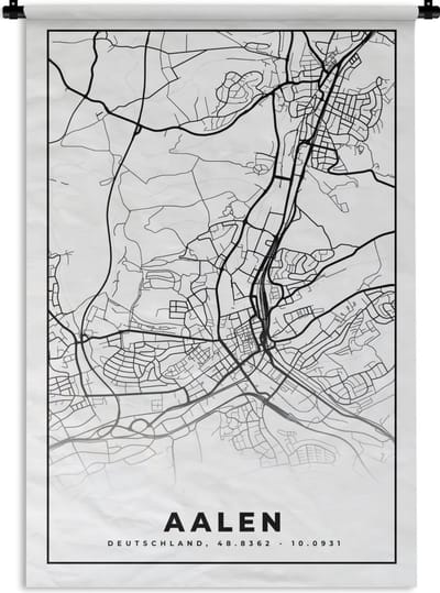 Wandkleed - Wanddoek - Aalen - Plattegrond - Kaart - Stadskaart - 120x180 cm - Wandtapijt
