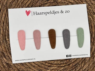 Haarspeldje setje 9 - rib - speldjes met een hoesje