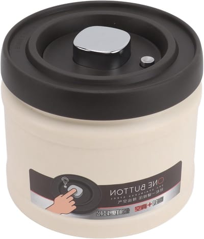 Vacuum Geïsoleerde RVS Koffiecontainer met Drukmechanisme, Luchtdichte Opslag voor Koffiebonen, Thee en Noten, 750ML Beige