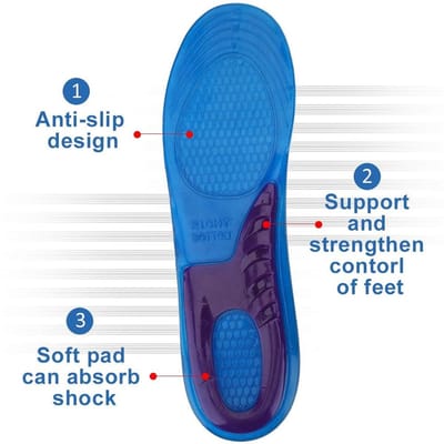 Dailygoods- Inlegzolen Sport - Antishock Orthesen - Ondersteuning Voetpijn - Silicone - Maat L 31,5 x 9,5 x 8,3 cm - Ademend en Duurzaam - Voetbed