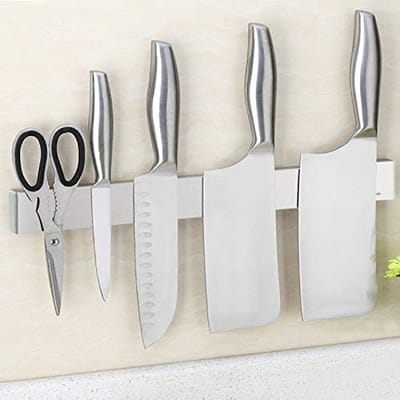 Famanu - Magnetische messenhouder van roestvrij staal 40 cm, sterke magneetstrip voor alle soorten keukenmessen en fruitmessen
