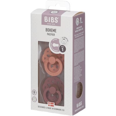 BiBS - Boheme Pacifier - Stage 1 Fopspeen - 2 stuks - Peach / Woodchuck