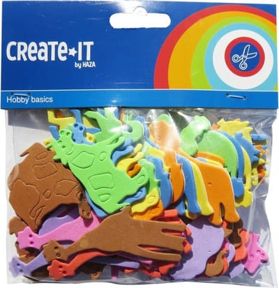 Foam dieren hobby / knutsel materiaal - voor kinderen - 64x stuks - figuren en vormen - plak diertjes - mix kleuren - stickers