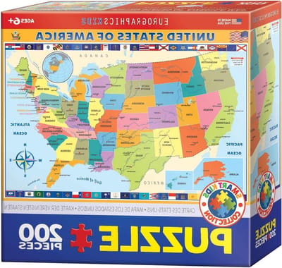 Kinderen Puzzel - Educatieve Puzzel - Kaart Leren - Gemaakt in VS - 200 Stukjes