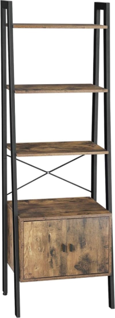MIRA Home - Kast - Boekenkast - Bruin - Zwart - Hout - Staal - 34x56x173