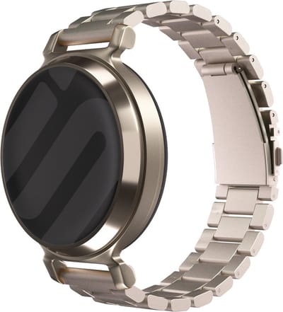 Strap-it Stalen schakel bandje 14mm - Sterrenlicht gekleurd metalen smartwatch bandje geschikt voor de Garmin Lily 2 (niet de eerste versie)