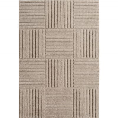 Art Vloerkleed – Japandi – Blokpatroon – Modern & Laagpolig – Beige/Bruin – 280x370 cm