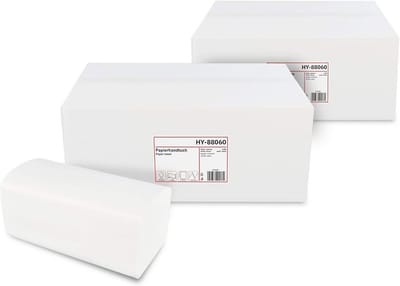Papieren handdoeken voor dispensers - 2-laags, 24x21 cm, V-vouw - 8000 vellen