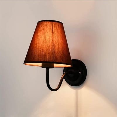 Klassieke wandlamp - Moderne lamp - Slaapkamer verlichting - Stoffen kap - 25 cm diameter - Zwart