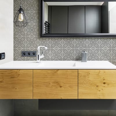 Muurstickers voor keuken en badkamer - 24 Oosterse cementtegelstickers - 24 stickers van 15x15 cm