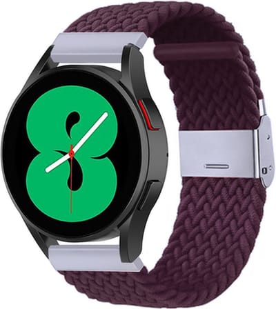 By Qubix - Braided nylon bandje 20mm - Donkerpaars - Geschikt voor Samsung Galaxy Watch 7 (40 & 44mm) - Galaxy Watch FE - Galaxy Watch 6 - Galaxy Watch 6 Pro - Galaxy Watch 5 - 5 Pro - Galaxy Watch 4 - 4 Classic - Active 2 - Watch 3 (41mm)