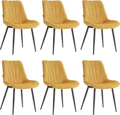 Colenis® - Lesedi Eetkamerstoel - Set Van 6 - Okergeel - Velvet