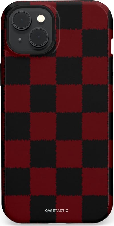 Casetastic hoesje geschikt voor Apple iPhone 15 Plus - MagSafe - Dubbellaagse bescherming - De Houthakker - Fashion Case - Zwart Bordeaux