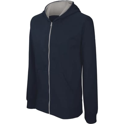 Kariban Kindersweater met rits en capuchon K486 - Navy / Fine Grey - 8/10 Y (8/10 ans)
