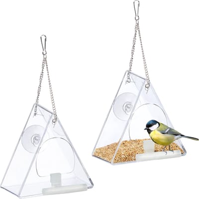 2 x vogelvoederhuisje raam - hangend - transparant - vogelhuisje raamvoederhuis
