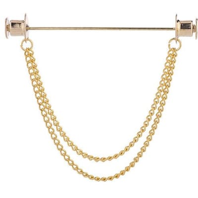 Nieuwe Metalen Ketting Kwast Broche Pin Shirt Pak Kraag Reversspelden Mode Sieraden Broches Voor Vrouwen Mannen Accessoires beige