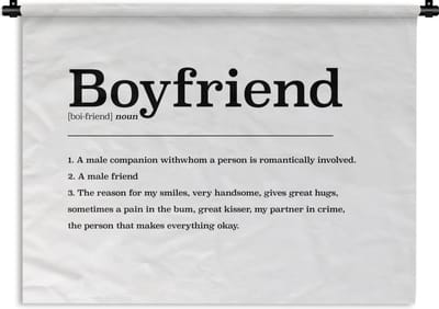 Wandkleed - Wanddoek - Woordenboek - Vriend definitie - Boyfriend - Spreuken - Quotes - 120x90 cm - Wandtapijt