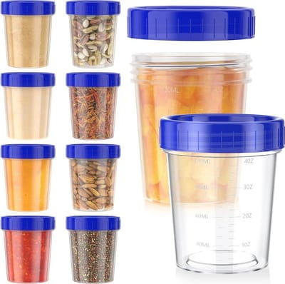 10 lekvrije bewaardozen met deksels (118 ml) - Compacte bakjes voor het bewaren van sauzen, dips, kruiden, enz., met ruitpatroon.