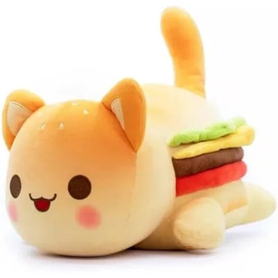 Aphmau Meows Jouet en Peluche Chat Doux Meemeow Peluche Chat Donut Rempli Kawaii Frites Cheeseburger Poupée Alimentaire Cadeaux de Noël