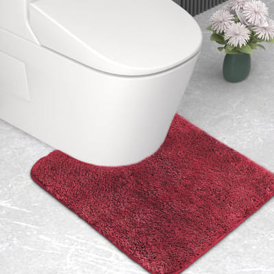 SnelShoppen - Microfibre Badmat U-Vorm 50x50 cm - Super Dikke en Absorberende Badkamer Mat - Luxe Rood - Voor Badkamer, Douche en Toilet