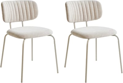 IRINS - Eetkamerstoel set van 2 - Lichtbeige - Chenille