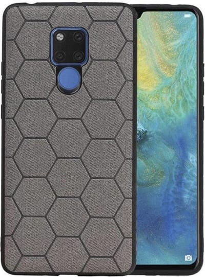 Hexagon Hard Case - Telefoonhoesje - Backcover Hoesje - achterkant hoesje - Geschikt voor Huawei Mate 20 X - Grijs