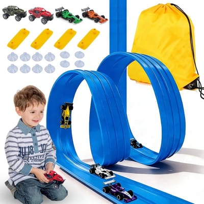Flexibele Racebaan - Zachte Autobaan - Kinderen Spelen - Rolbaar Ontwerp - 10 x 5 x 1 cm - Multicolor