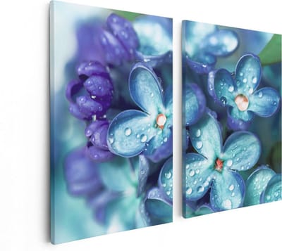 Artaza Canvas Schilderij Tweeluik Blauwe Lila Bloemen - Seringen - 80x60 - Foto Op Canvas - Canvas Print