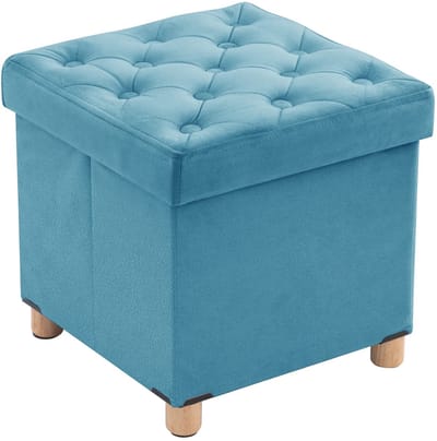 Unyqoos® Kruk met opbergruimte en luxe fluwelen afwerking, veelzijdige voetenbank voor elke ruimte, 40 x 40 x 40 cm